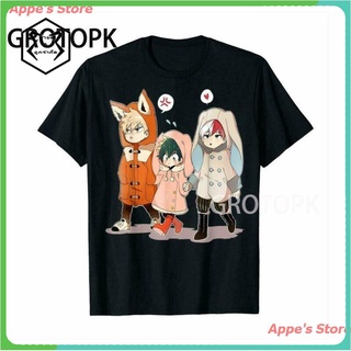 Appes Store 2022 Mens My Hero Academia Cute Cat T-Shirt Tee T-Shirt Trend T Shirt Mens Printed Black T-Shirts Fashion เ