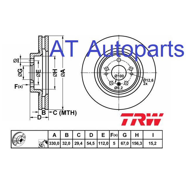 จานเบรค-หน้า-benz-w163-ml320-2005-2010-df4471s-trw-ราคาต่อใบ