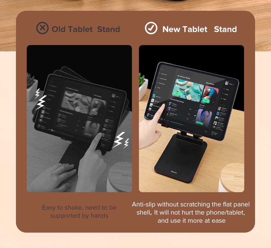 ภาพประกอบคำอธิบาย llano ipad stand ขาตั้ง แบบพับได้ สำหรับ iPad แท็ปเล็ต มือถือ