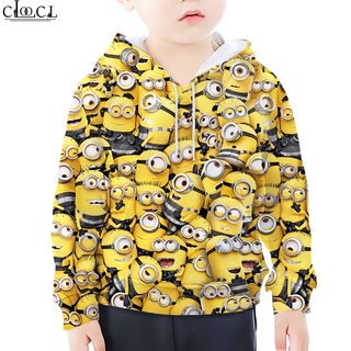 เสื้อฮู้ดดี้ พิมพ์ลายมินเนี่ยน CLOOCL Despicable Me สวมใส่สบาย แฟชั่นสําหรับเด็ก