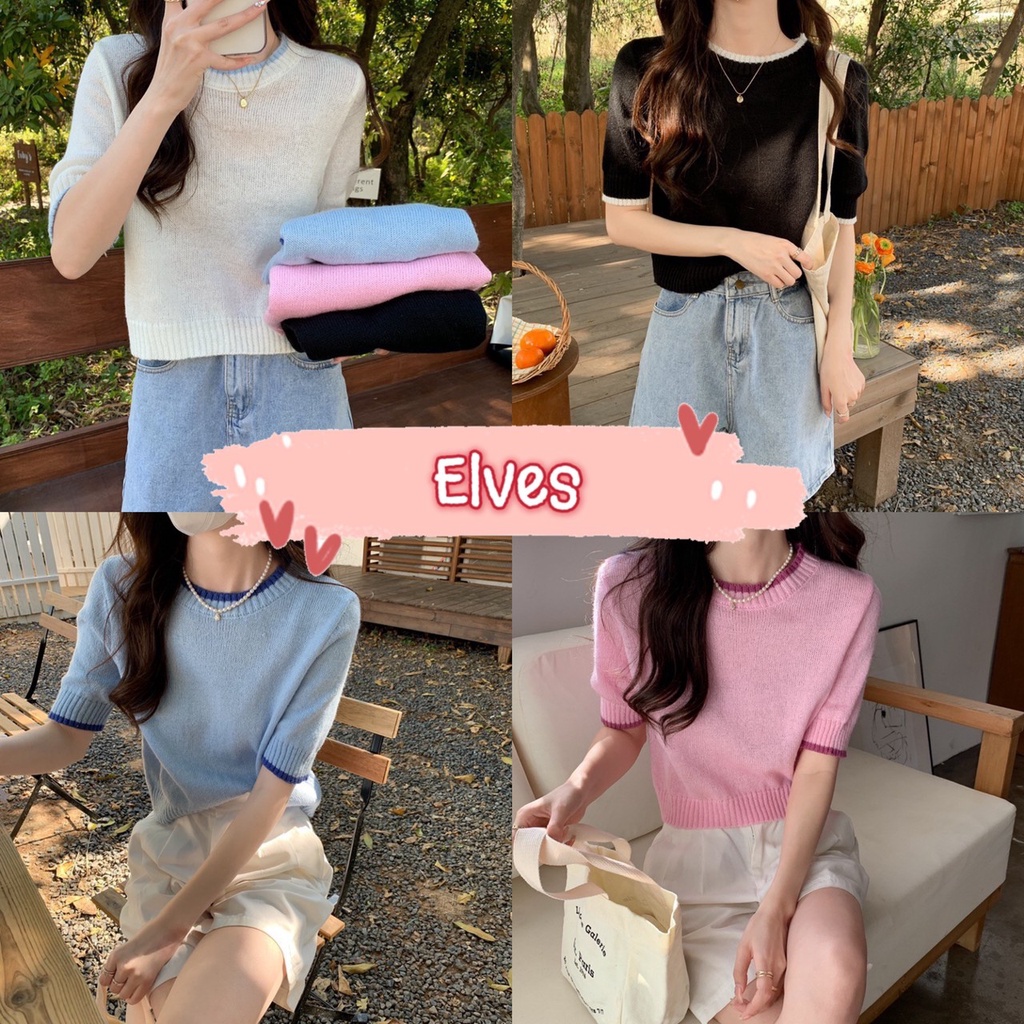 elves-พร้อมส่ง-เสื้อถักไหมพรมแขนสั้น-คอกลม-สีพาสเทลน่ารักเกาหลีมาก-88615