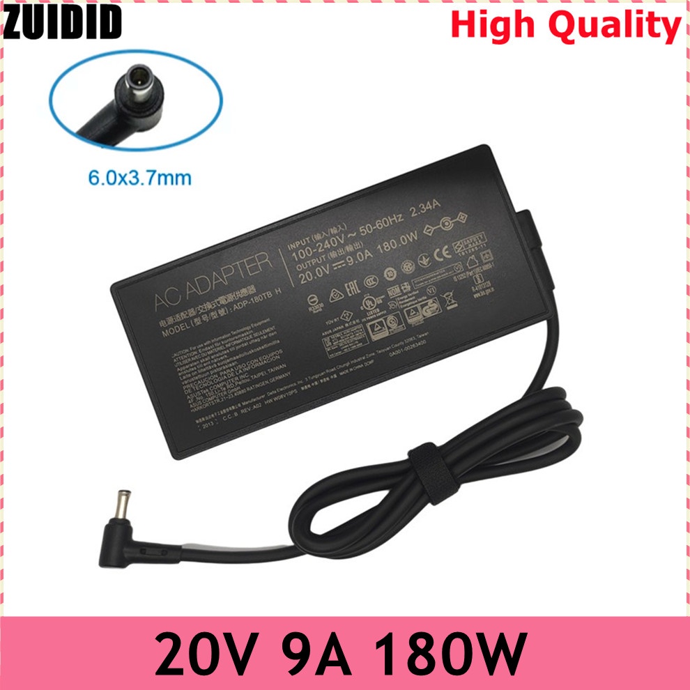 Adattatore CA caricabatterie 180W 20V 9A compatibile per ASUS Rog Zephyrus ADP-180TB H G14 G15 GA401I GA502 GA502D GA502DU GA502IU GA401 GA401II GA401IV TUF505DT TUF505DU TUF705DU Alimentatore laptop