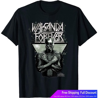 Tee เสื้อยืดลำลอง Marvel Black Panther Wakanda Forever Prism Patterned T-Shirt Mens Marvel Avengers