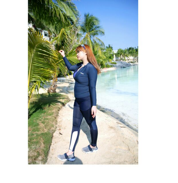 ชุดว่ายน้ำไซส์ใหญ่แบบสปอร์ตซิปหน้า-set-5ชิ้น-มีเสื้อแขนยาว-บรา-บิกินี่-กางเกงขาสั้นและกางเกงขายาว