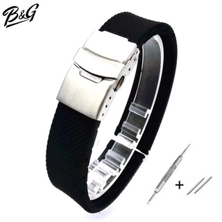 สินค้า B&G สายนาฬิกา Silicone Strap เเบบนิ่ม สายยางซิลิโคน ลายตาข่าย มีขนาด 20 mm, 22 mm, 24 mm