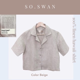 ภาพหน้าปกสินค้าHawaii shirt Premium linen(beige ) ที่เกี่ยวข้อง