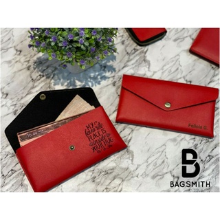 Bagsmith long wallet กระเป๋าสตางค์แบบยาวฟรีสลักชื่อด้วยเลเซอร์ได้ถึง 10 ตัวอักษรเลยค่า มีให้เลือกมากถึง 15 สีเลยค่า