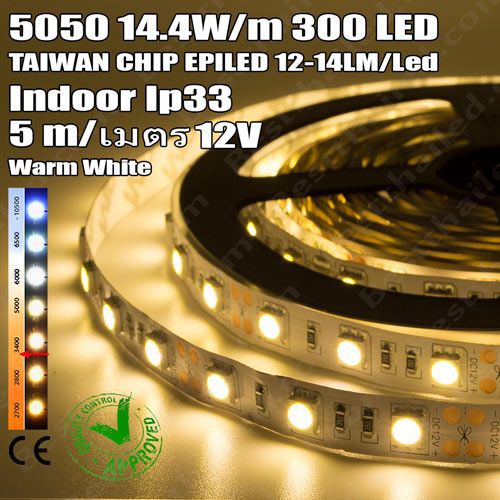 ภาพหน้าปกสินค้าไฟ led เส้น Strip 12v 5050 Eco 60leds/m 5m Indoor ip33 ***อ่าน *** จากร้าน bestthailed บน Shopee