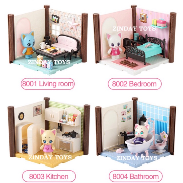 ชุดแต่งห้องน้องเหมียว Cat’s Home DIY Mini House Shopee Thailand