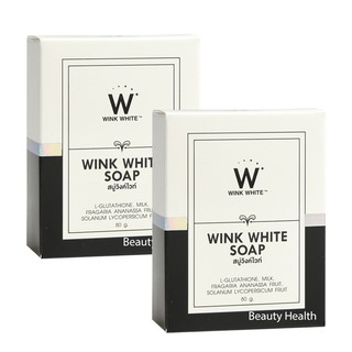 Wink White Soap สบู่วิงค์ไวท์ ผสมกลูต้า น้ำนมแพะ ช่วยทำความสะอาดผิว บำรุงผิว (80 g. x 2 กล่อง)