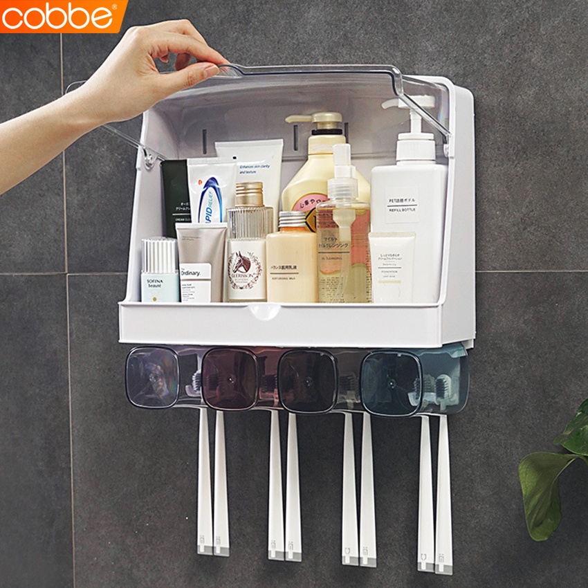 cobbe-อุปกรณ์แขวนแปรงสีฟัน-กล่องใส่แปรงสีฟัน-ยาสีฟัน-ชั้นเก็บของในห้องน้ำ-ตู้เก็บของใช้-ที่เก็บแปรงสีฟัน