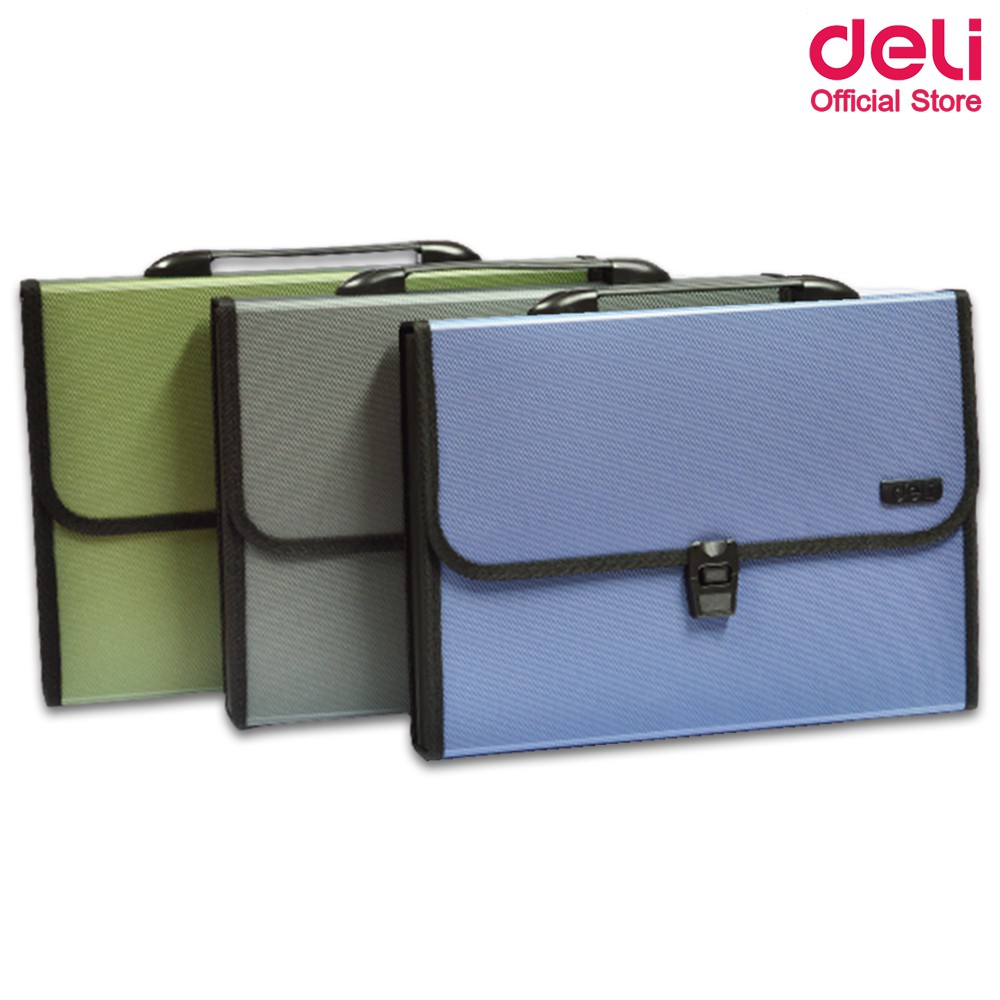 deli-5556-a4-pvc-document-bag-with-13-compartments-กระเป๋าเอกสาร-pvc-มี-13ช่อง-กระเป๋า-เครื่องเขียน-อุปกรณ์สำนักงาน-แฟ้ม