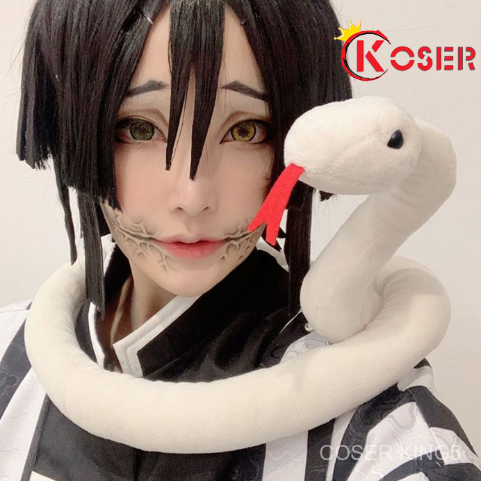 anime-demon-slayer-kimetsu-no-yaiba-iguro-obanai-cosplay-คอสเพลย์เครื่องแต่งกายสีขาวงู-props-ตุ๊กตาของเล่น-งูบังคับ-ถูกๆ