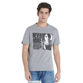 DAVIE JONES เสื้อยืดพิมพ์ลาย สีเทา Graphic Print T-Shirt in grey TB0184TD