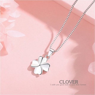 s999 Clover necklace สร้อยคอเงินแท้   สวยเรียบง่าย  จี้เป็นเงินแท้ 99.99% ทั้งตัว