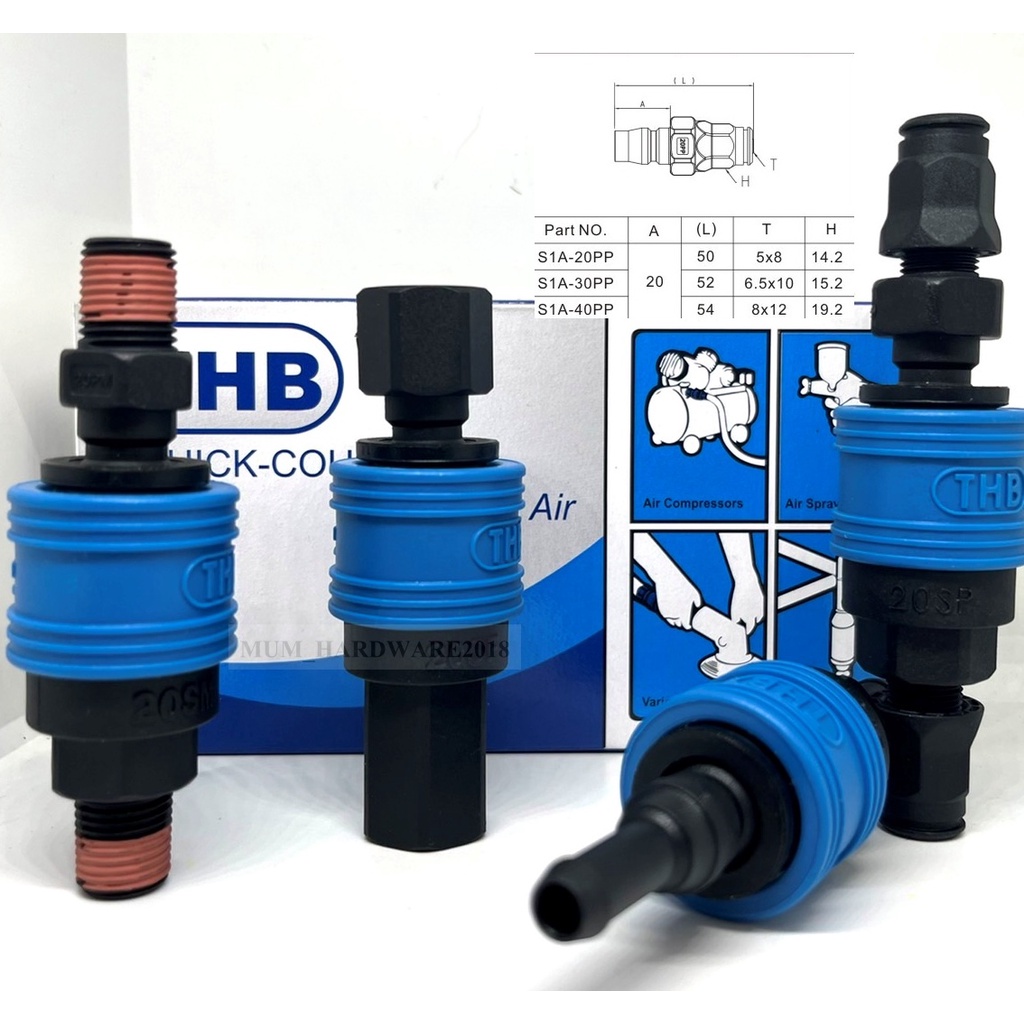 THBคอปเปอร์เสียบสายPU ข้อต่อเสียบสาย (PP)พลาสติก PLASTIC COUPLER ...