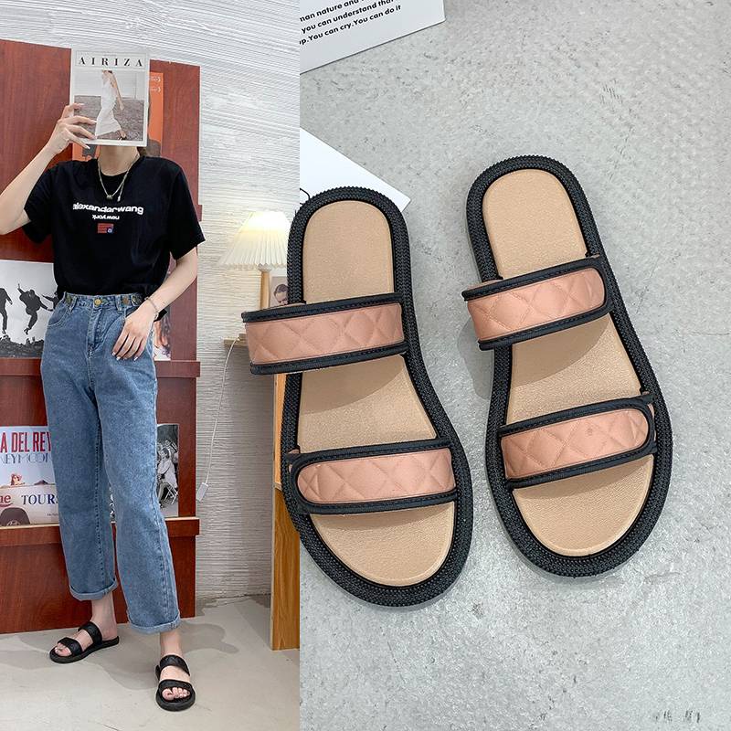 ภาพหน้าปกสินค้ารองเท้าแตะแฟชั่นเกาหลี แบบสายคาด 2 สาย สีเรียบหรู น้ำหนักเบา ใส่สบาย มี 5 สี 2999 จากร้าน ps1688 บน Shopee