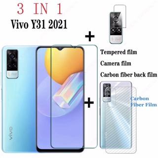 ฟิล์มVivo Y31/Y51 ชุด3in1 ฟิล์มเลนส์กล้อง ฟิล์มกระจกเต็มจอ ฟิล์มหลัง ฟิล์มกันกระแทกขอบดำ ฟิล์มกระจกกันรอย หน้าจอ