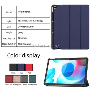ภาพหน้าปกสินค้าFor OPPO Realme Pad 10.4 inch 2021 Magnetic Smart Pure color Leather Flip Case Tri-Fold caster Stand Tablet Back Hard Cover Shell ที่เกี่ยวข้อง