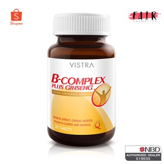 ลดอาการเหนื่อยล้า ให้ความสดชื่น Vistra B-Complex Plus Ginseng วิสทร้า บี คอมเพล็กซ์ ผสม โสม