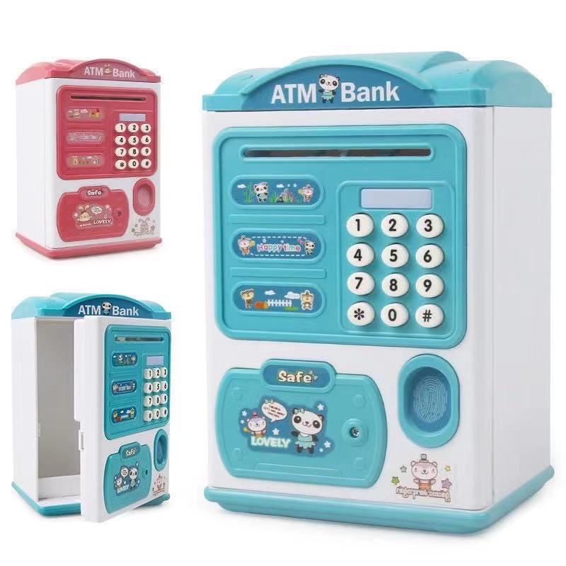 ภาพหน้าปกสินค้าออมสิน ATM กระปุกออมสิน มีดนตรีมีรหัส ตู้เซฟดูดแบงค์สามารถหยอดเหรียญได้ จากร้าน zhanxian บน Shopee