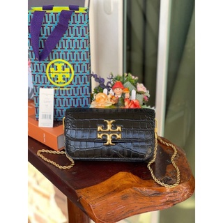 งานช็อปแบรนด์ 💕Tory Burch Eleanor Crocodile-Embossed Phone Crossbody Bag