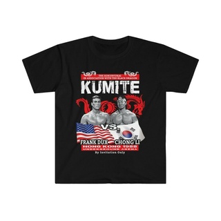 เสื้อยืดผู้ชาย เสื้อยืด ผ้าฝ้าย แบบนิ่ม พิมพ์ลายภาพยนตร์ตลก Frank Dux Vs Chong Li Kumite Bloodsport สําหรับผู้ชาย S-5XL