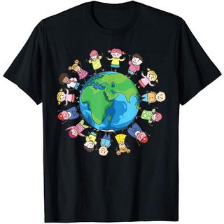 เสื้อยืดโอเวอร์ไซส์เสื้อยืด แบบเข้ารูป พิมพ์ลาย Happy Earth Day Around The World สําหรับเด็กS-4XL