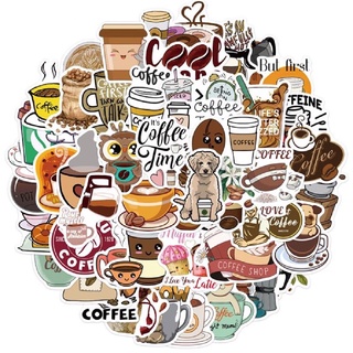 สติ๊กเกอร์ coffee 119 กาแฟ 50ชิ้น ร้านกาแฟ COFFEE Shop แก้วกาแฟ เมล็ดกาแฟ ตกแต่ง caffeine โมก้าพอท ถ้วยกาแฟ กาแฟดริป