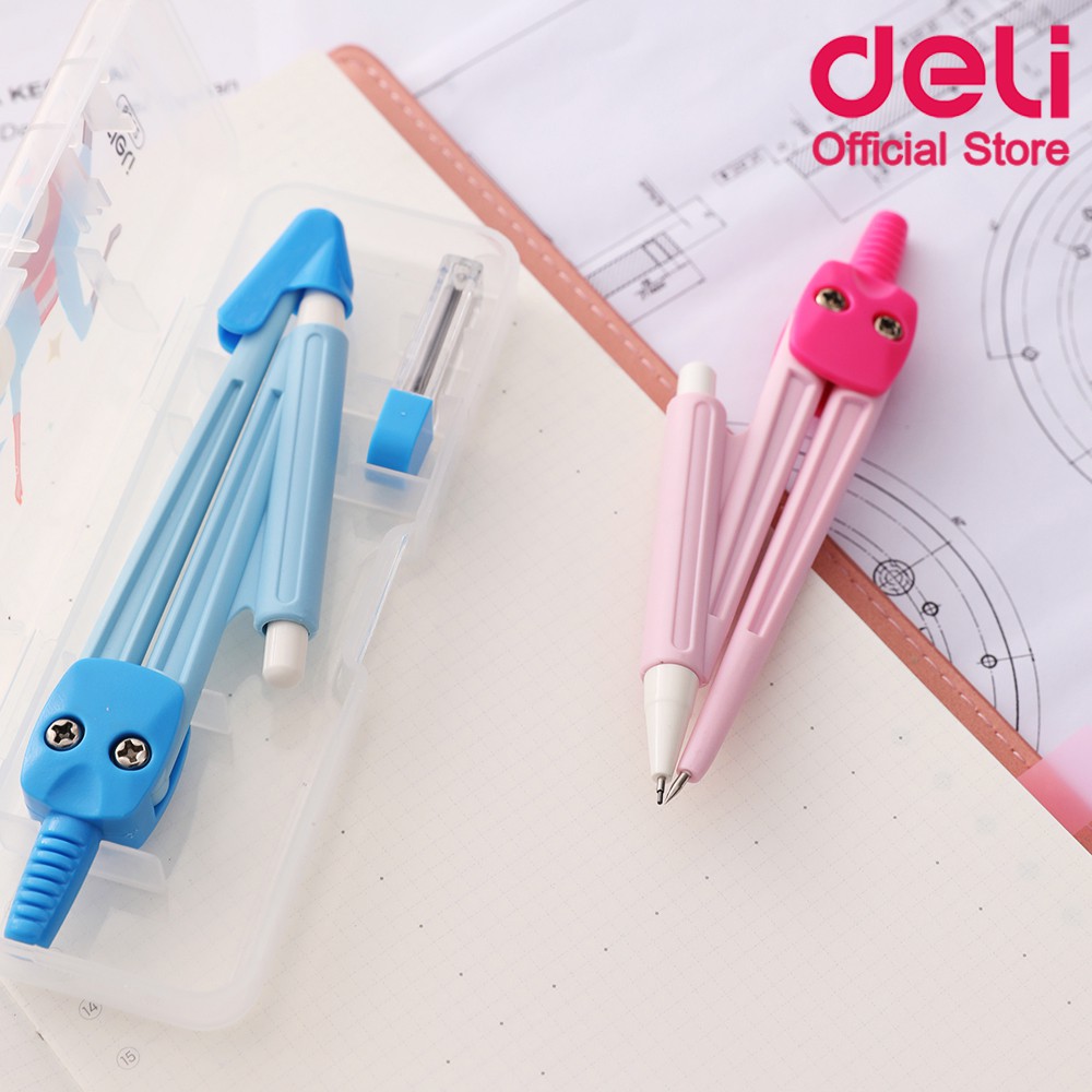 deli-8622-plastic-compass-วงเวียนพลาสติก-พร้อมไส้ดินสอ-คละสี-1-ชิ้น-วงเวียน-เครื่องเขียน-อุปกรณ์การเรียน-ชุดวงเวียน