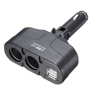 สินค้า ช่องเสียบที่ชาร์จในรถยนต์ ช่องที่จุดบุหรี่ในรถยนต์ 2 ช่อง พร้อมช่อง USB 2 port Car Charger DC4.8V-5.3V 1000mA