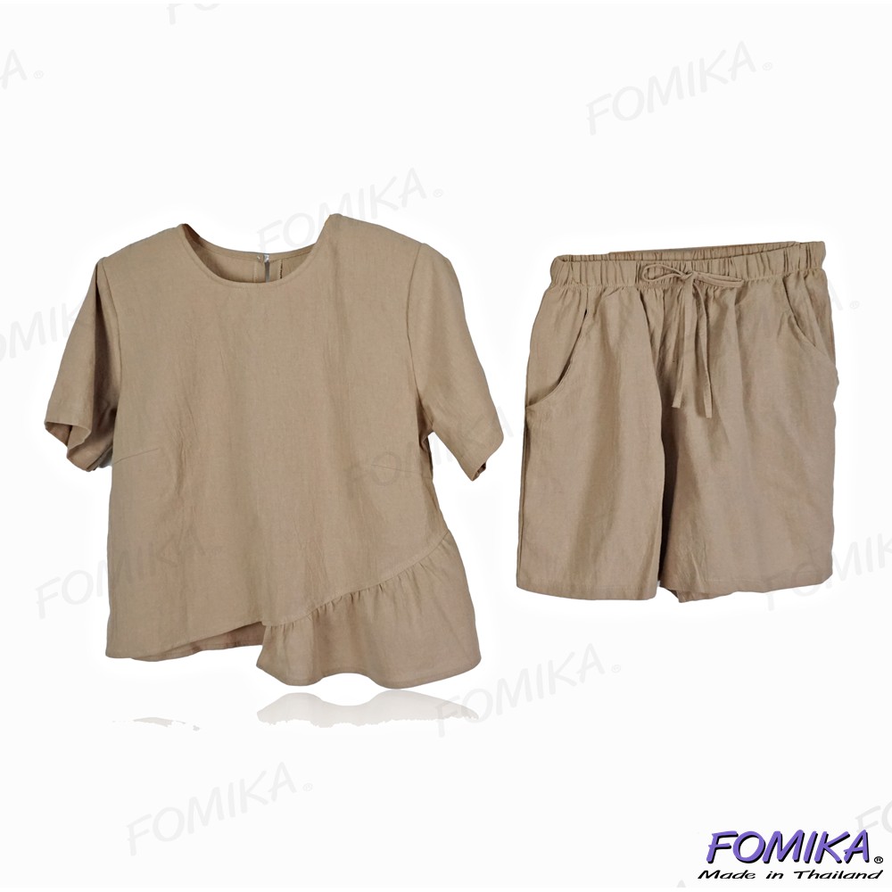 fomika-s3-ชุดเซตแขนสั้นขาสั้น-ผ้าคอตตอน-ลินิน-ชุดเซ็ทผู้หญิง