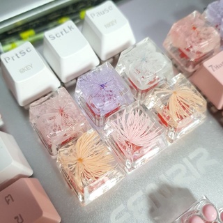 ภาพหน้าปกสินค้าKeycap resin คีย์แคป ลายดอกไม้ ราคาต่อชิ้น สำหรับ Mechanical​ Keyboard​ OEM profile ที่เกี่ยวข้อง