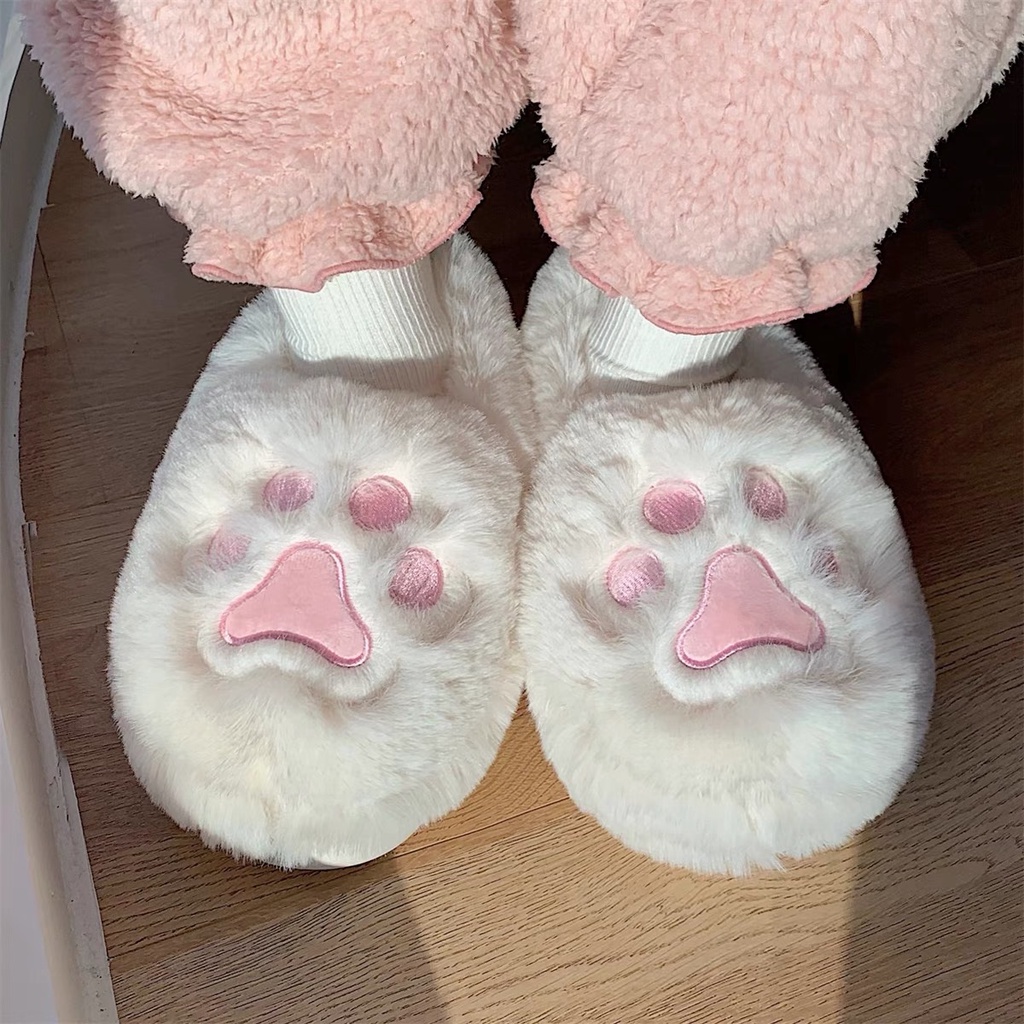 รองเท้า-อุ้งเท้าแมว-slipper-สลิปเปอร์ขนนุ่ม