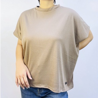 (ผ้าร่อง / บ่าตกแขนสั้น over size)  เสื้อยืดคอปีน แบรนด์ CHOTYSHOP สินค้าผลิตในไทย สาวอวบคนอ้วนใส่ได้  QLOX