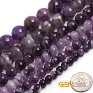 Round Mixed Color Amethysts Beads: 6mm To 14mm Natural Stone Beads DIY Loose Beads For Bracelet Making Strand 15"