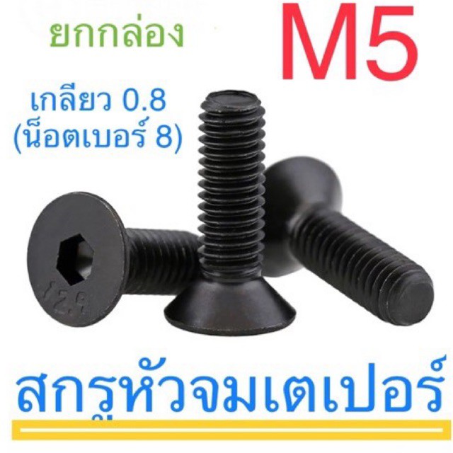 ราคาและรีวิวสกรูหัวจมเตเปอร์ ดำ M5 ยกกล่อง