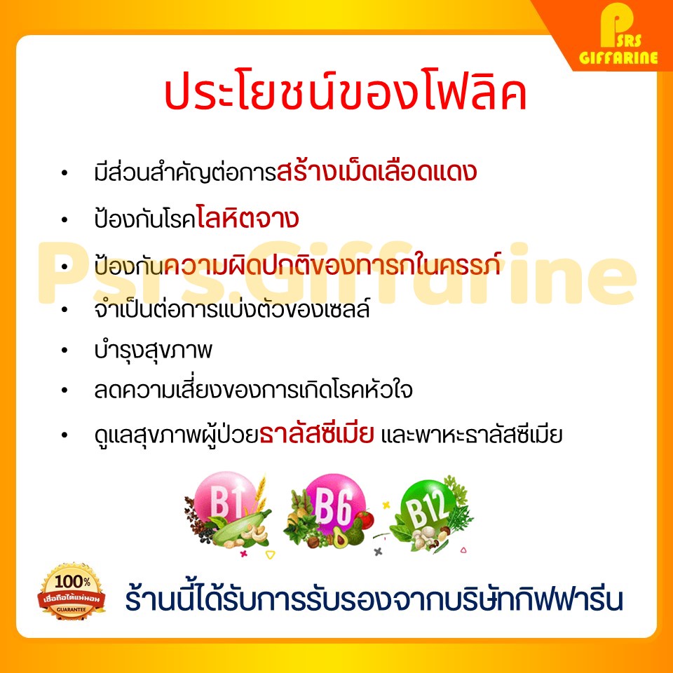 ภาพสินค้านูทริ โฟลิค กิฟฟารีน NUTRI FOLIC GIFFARINE เสริมธาตุเหล็ก สร้างเม็ดเลือด บำรุงเลือด จากร้าน psrs.giffarine บน Shopee ภาพที่ 2