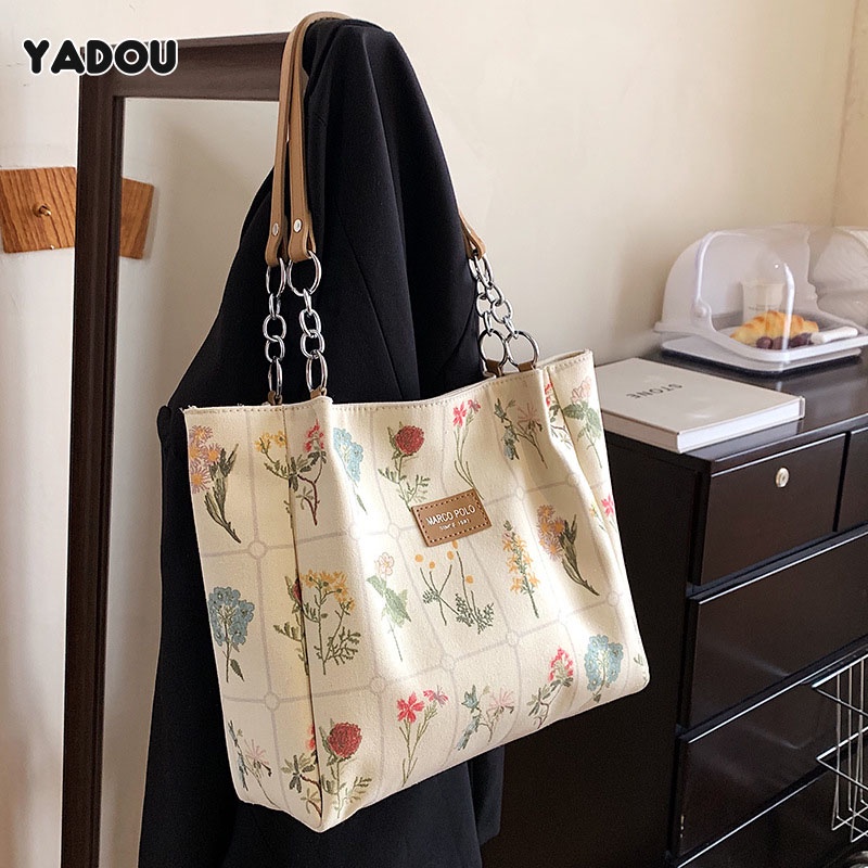 yadou-กระเป๋าถือความจุขนาดใหญ่ของผู้หญิง-เวลาว่าง-ใหม่-ผ้าใบ-กระเป๋าสะพาย