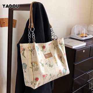 YADOU กระเป๋าถือความจุขนาดใหญ่ของผู้หญิง เวลาว่าง ใหม่ ผ้าใบ กระเป๋าสะพาย