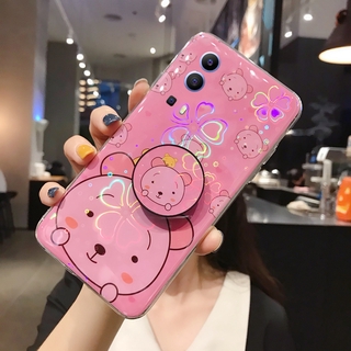 Ready Stock VIVO Y72 5G Case เคส Colorful Cartoon Animals Airbag Stand Phone Case TPU All Inclusive Soft Cover เคสโทรศัพท