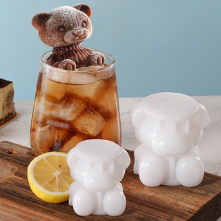 ถาดแม่พิมพ์ซิลิโคน รูปตุ๊กตาหมี 3D ไม่เหนียวติด สําหรับทําน้ําแข็ง ช็อคโกแลต ไอศกรีม DIY