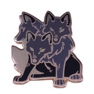 Three head wolves enamel pin horror variant animal brooch cranky Halloween collection