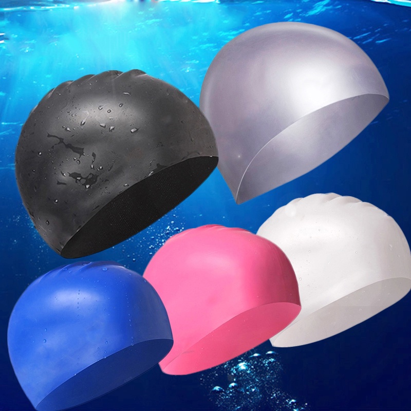 ภาพหน้าปกสินค้าelastic fit waterproof training silicone swimming cap unisex จากร้าน lhytds.th บน Shopee