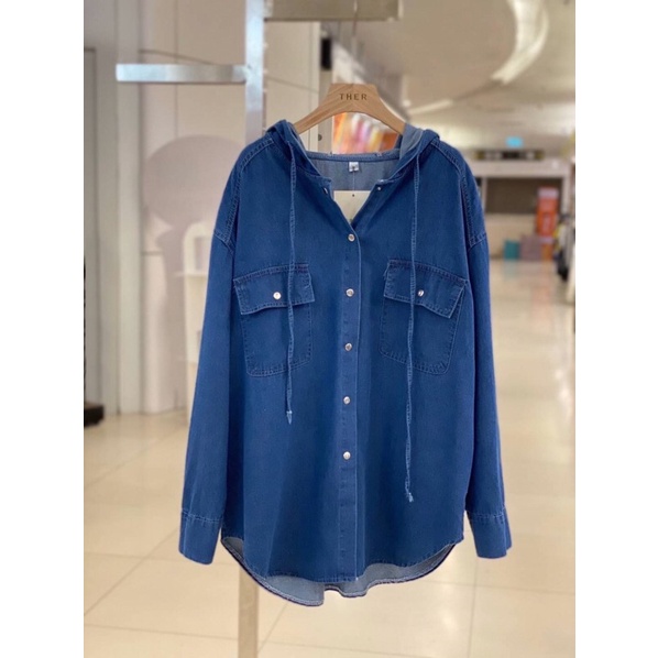 ทักก่อนสั่ง-เสื้อเชิ้ตยีนส์แต่งฮู้ด-oversize-อก-46-ther