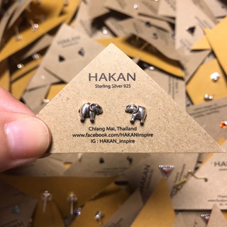 ต่างหู ตุ้มหูเงินแท้ 92.5 ช้าง #8 Elephant  Real Silver Sterling Earring