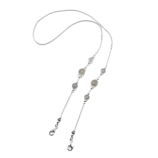 DSP สร้อยคล้องแมสเงินแท้ ไหมดำ+ไหมทอง ฐานมงกุฎ เงินแท้ 92.5% : 925 Sterling Silver Face Mask Chain [DS0106]