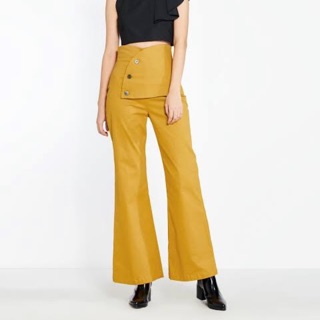 Pomelo new high waist wide leg pants สี mustard สวยมาก ผ้าดีจ้า