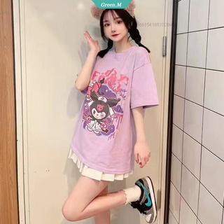 Sanrio Kuromi เสื้อยืดลําลอง แขนสั้น ทรงหลวม โอเวอร์ไซซ์ ลายการ์ตูนญี่ปุ่น แฟชั่นฤดูร้อน สําหรับสตรี 2022