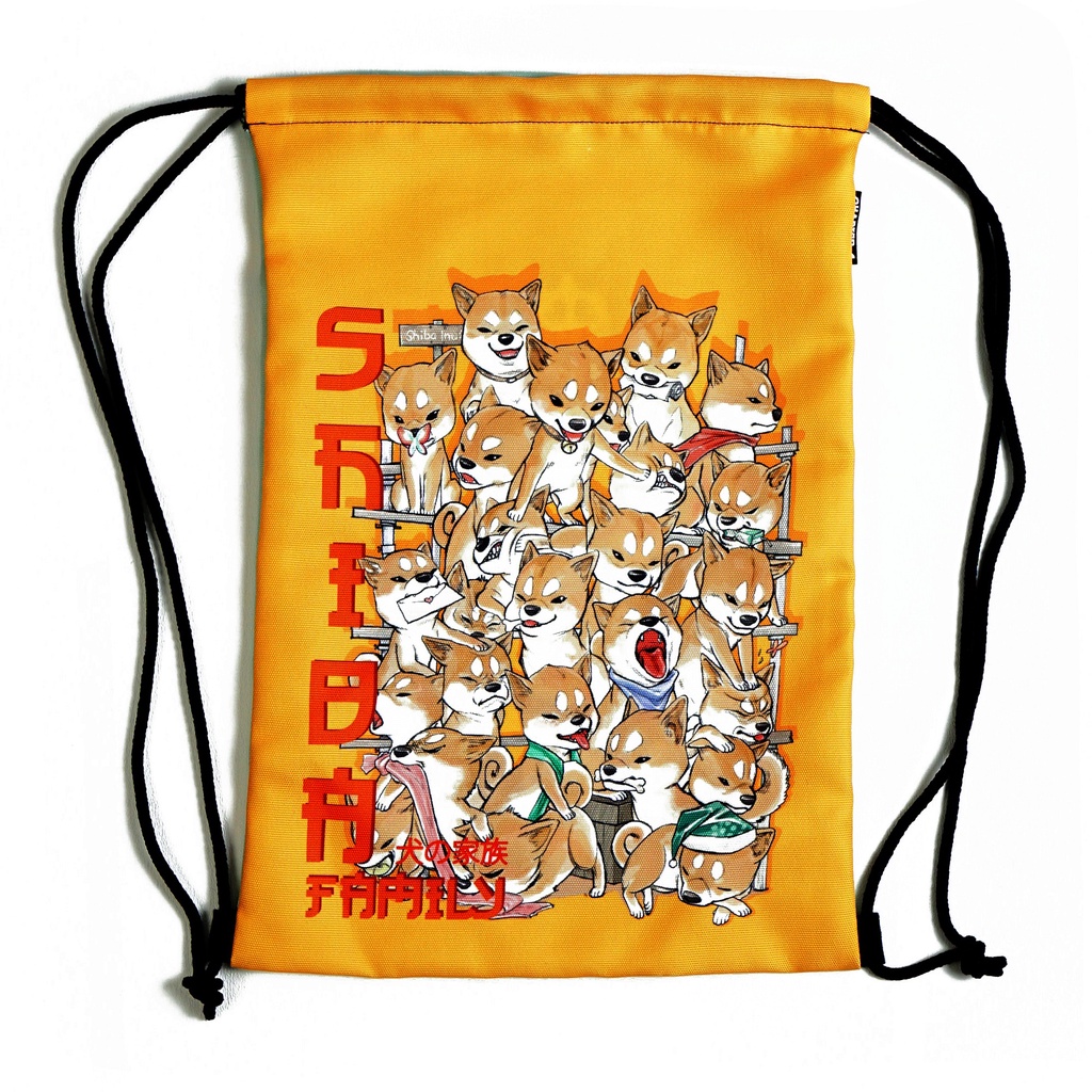 กระเป๋าหูรูด-ลาย-หมาหมู่-แทวหมู่-หน้าหลัง-ผ้าแคนวาส-พกพาง่าย-shiba-neko-family-front-back-drawstring-bag-canvas